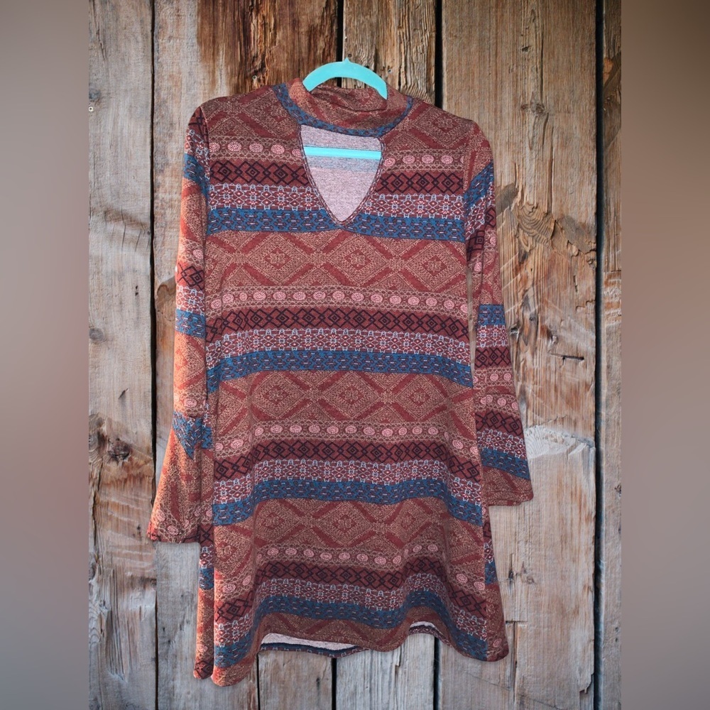 Southwestern Choker Cutout Tunic